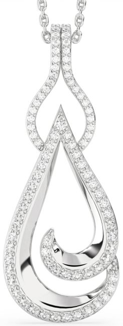 Large Diamond Silver Teardrop Necklace