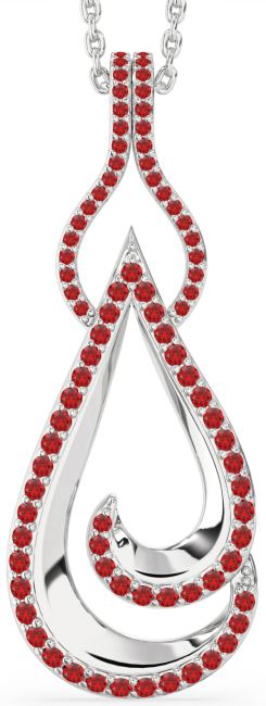Large Ruby Platinum Teardrop Necklace