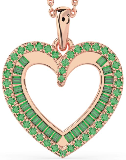 Emerald Rose Gold Heart Necklace