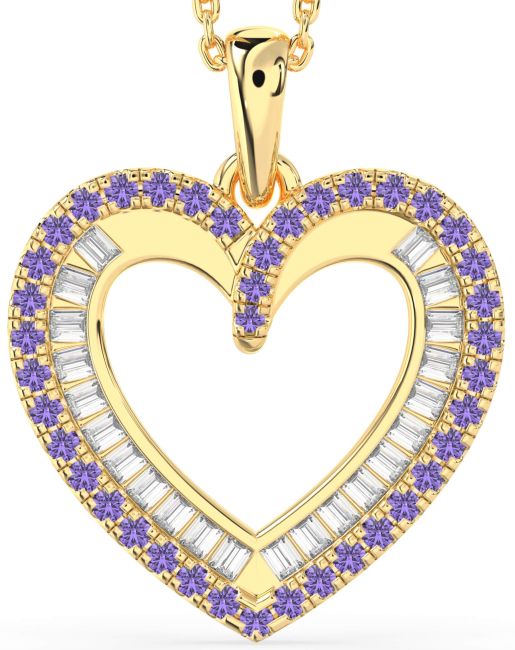 Diamond & Alexandrite Gold Heart Necklace