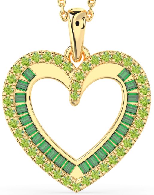 Emerald & Peridot Gold Heart Necklace