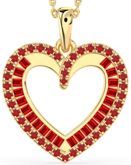 Ruby Gold Silver Heart Necklace