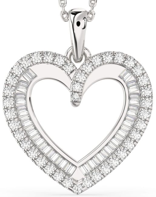Diamond Silver Heart Necklace