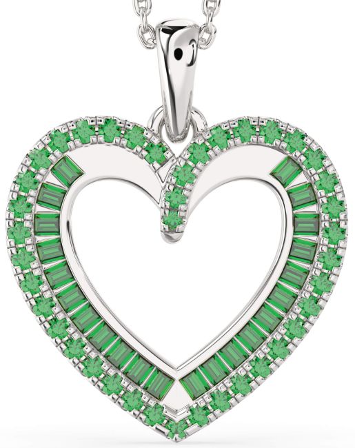 Emerald White Gold Heart Necklace