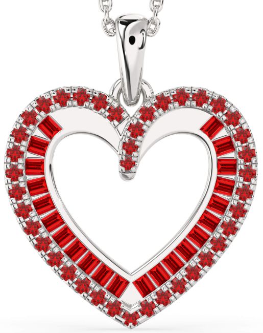 Ruby Platinum Heart Necklace