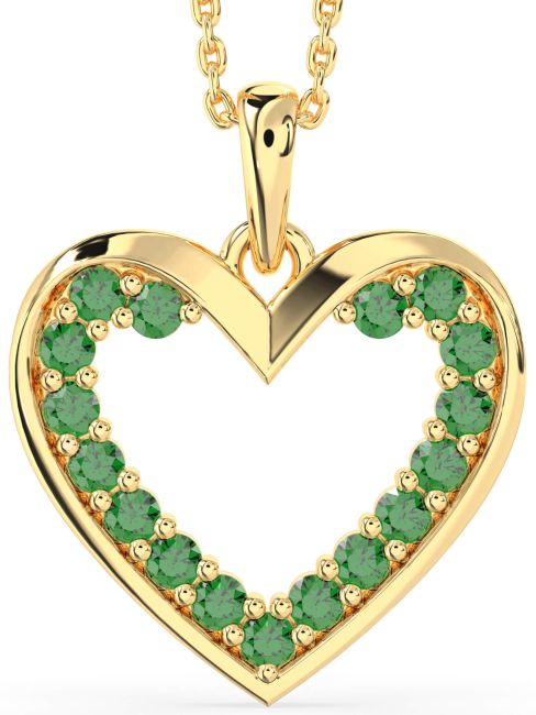 Emerald Gold Silver Heart Necklace