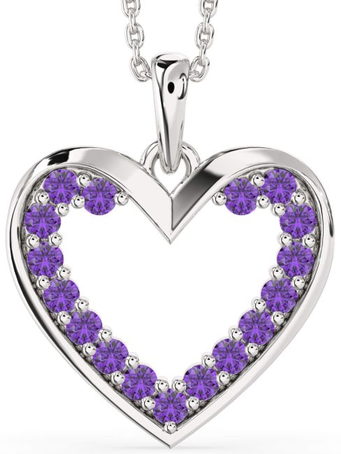 Amethyst Silver Heart Necklace
