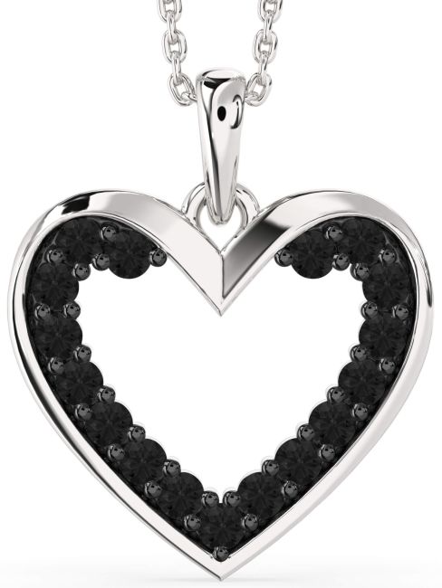 Black Diamond Silver Heart Necklace