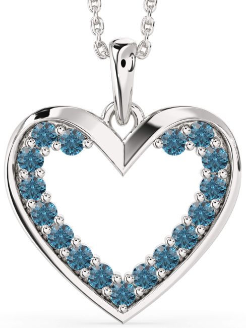 Blue Diamond Silver Heart Necklace