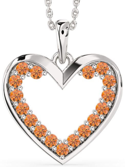 Citrine Silver Heart Necklace