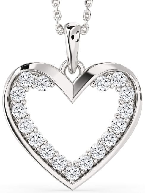 Diamond Silver Heart Necklace