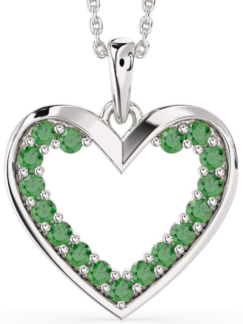 Emerald Platinum Heart Necklace