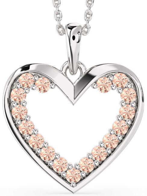 Morganite Silver Heart Necklace