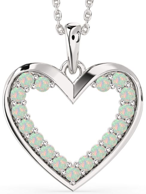 Opal Silver Heart Necklace