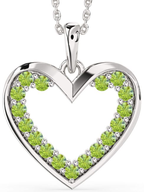 Peridot Silver Heart Necklace
