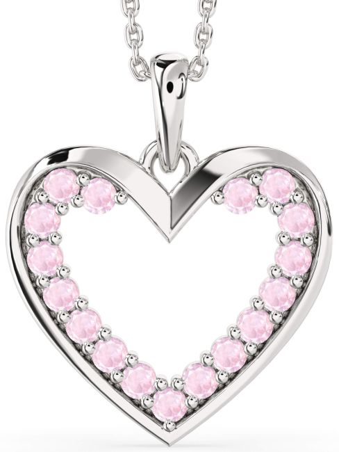 Rose Quartz Silver Heart Necklace