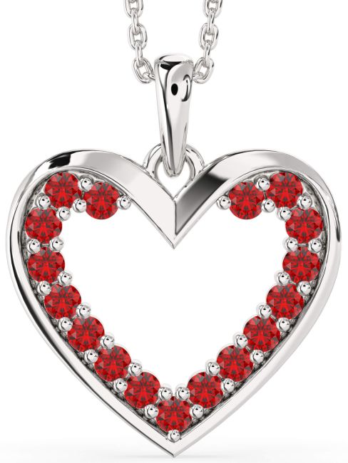 Ruby Platinum Heart Necklace