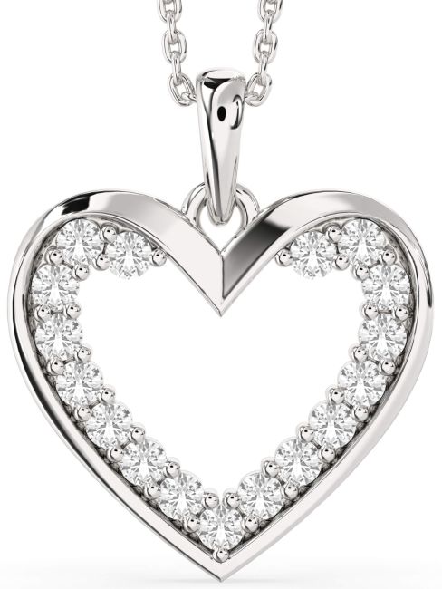White Sapphire Silver Heart Necklace