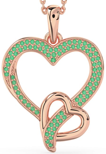 Emerald Rose Gold Heart Necklace