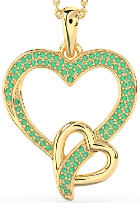Emerald Gold Heart Necklace