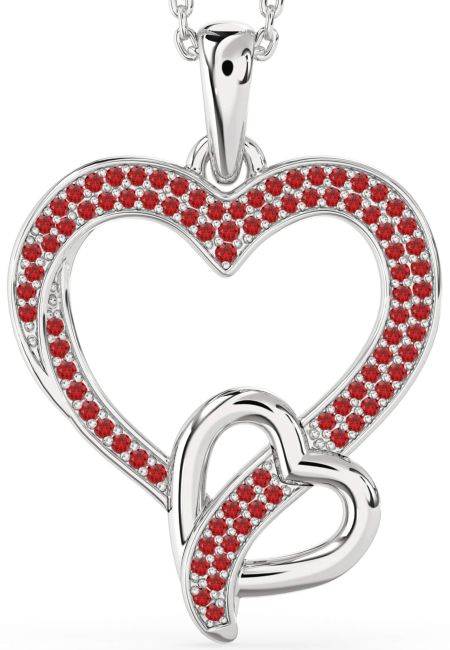 Ruby Platinum Heart Necklace