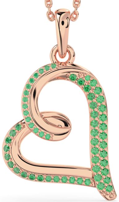 Emerald Rose Gold Heart Necklace