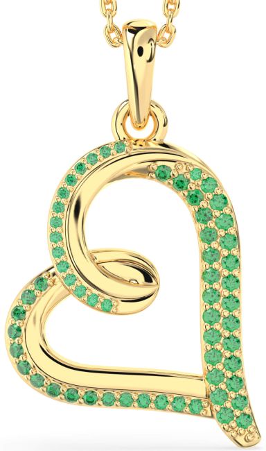 Emerald Gold Heart Necklace