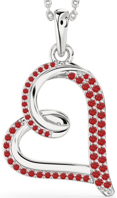 Ruby Platinum Heart Necklace
