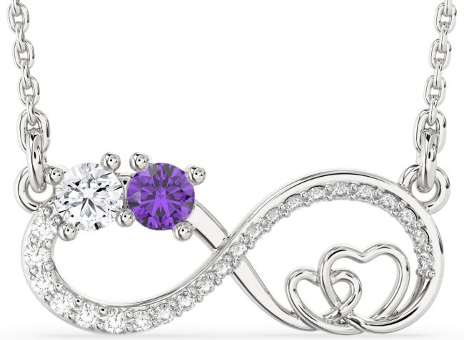 Large Diamond Silver Infinity Heart Necklace
