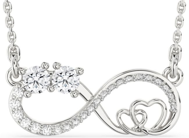 Large Diamond White Gold Infinity Heart Necklace