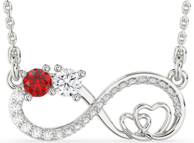 Large Diamond Silver Infinity Heart Necklace