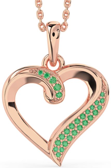 Emerald Rose Gold Heart Necklace