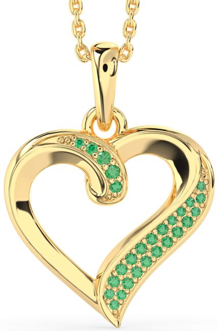 Emerald Gold Heart Necklace