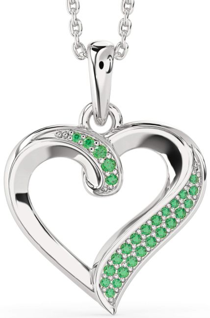 Emerald White Gold Heart Necklace