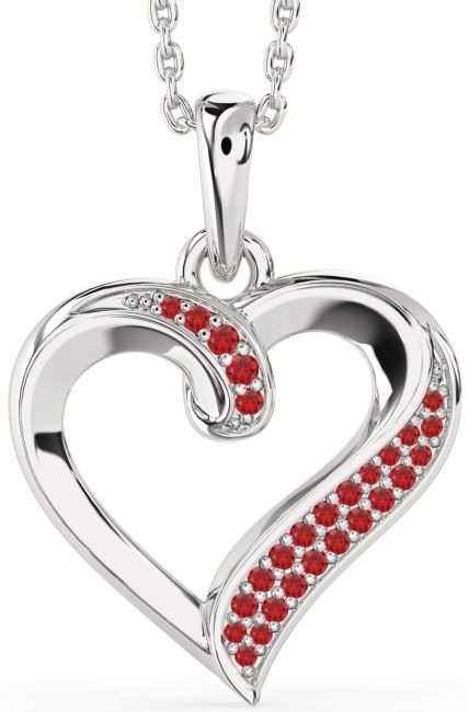 Ruby Platinum Heart Necklace