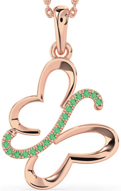 Emerald Rose Gold Butterfly Necklace
