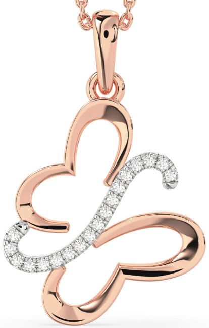 Diamond Platinum & Rose Gold Butterfly Necklace