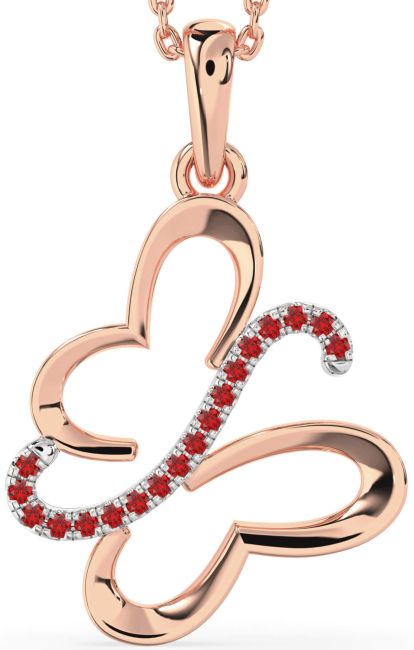 Ruby Rose Gold Silver Butterfly Necklace