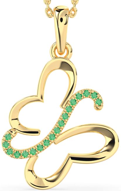 Emerald Gold Butterfly Necklace