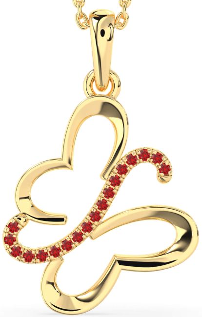 Ruby Gold Butterfly Necklace