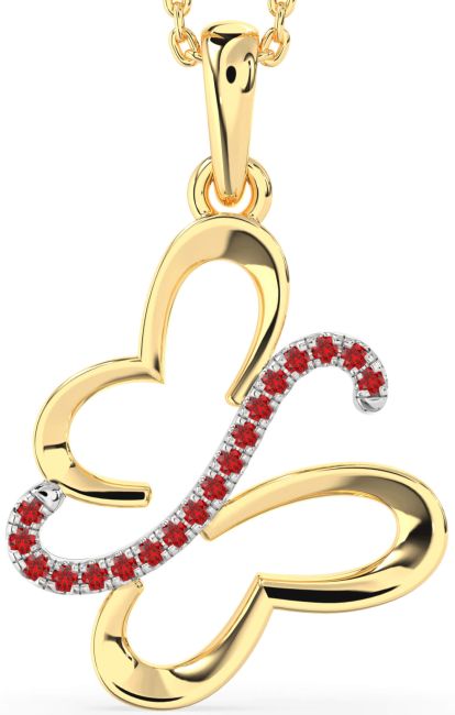 Ruby Gold Silver Butterfly Necklace