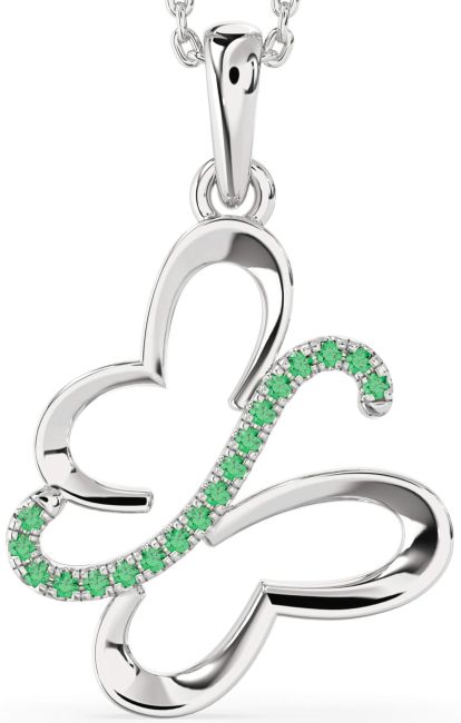 Emerald Silver Butterfly Necklace