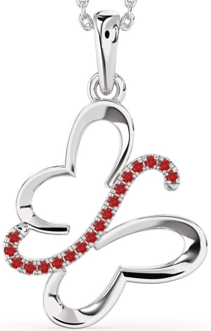 Ruby Silver Butterfly Necklace