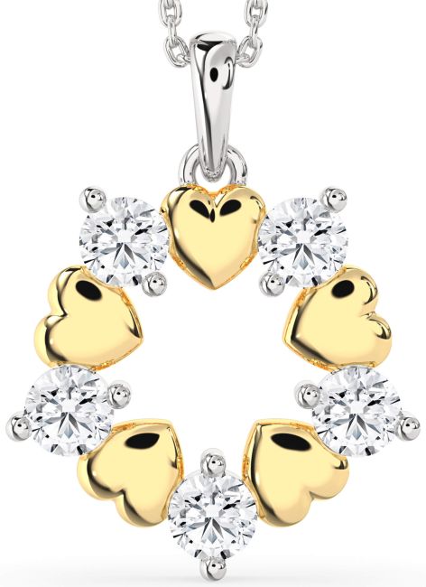 Diamond White Yellow Gold Heart Necklace