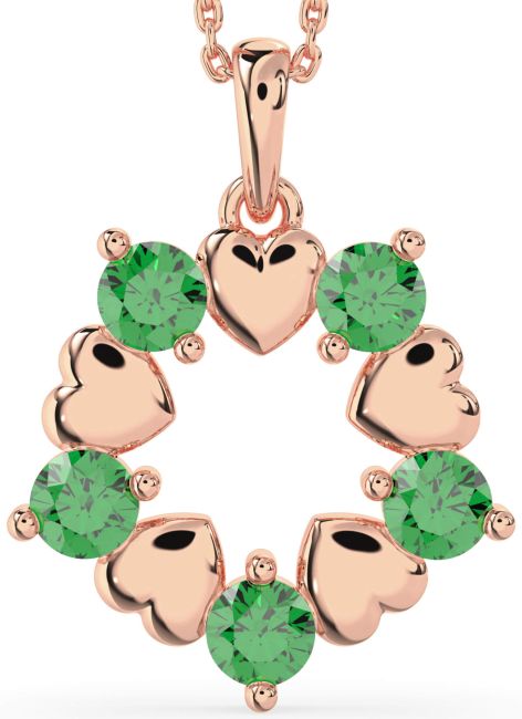 Emerald Rose Gold Heart Necklace