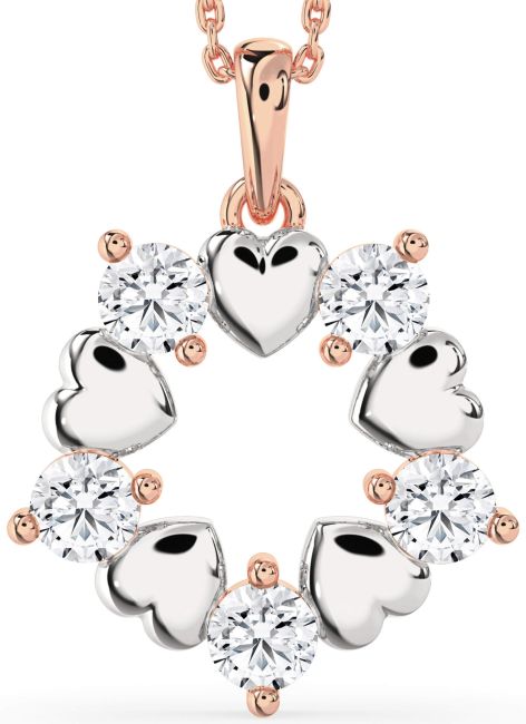 Diamond Platinum & Rose Gold Heart Necklace