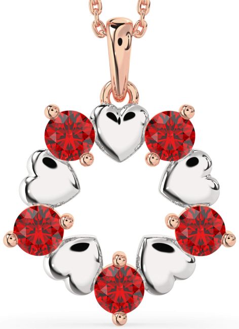 Ruby Rose Gold Silver Heart Necklace