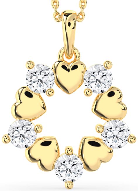 Diamond Gold Silver Heart Necklace