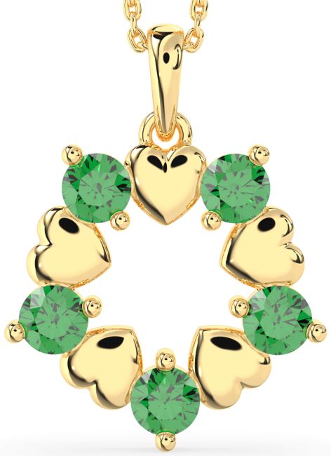 Emerald Gold Silver Heart Necklace