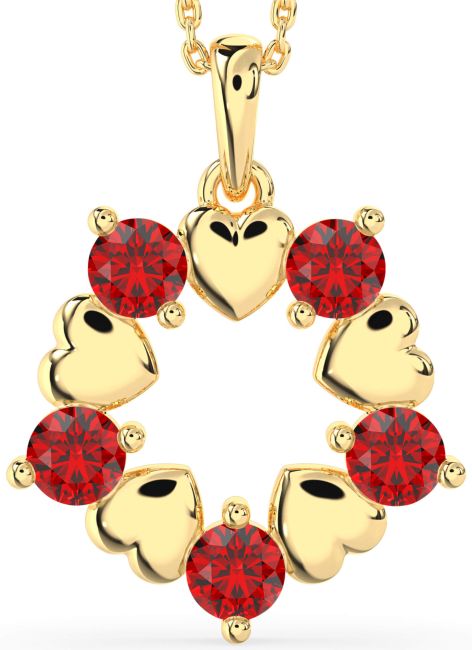 Ruby Gold Heart Necklace